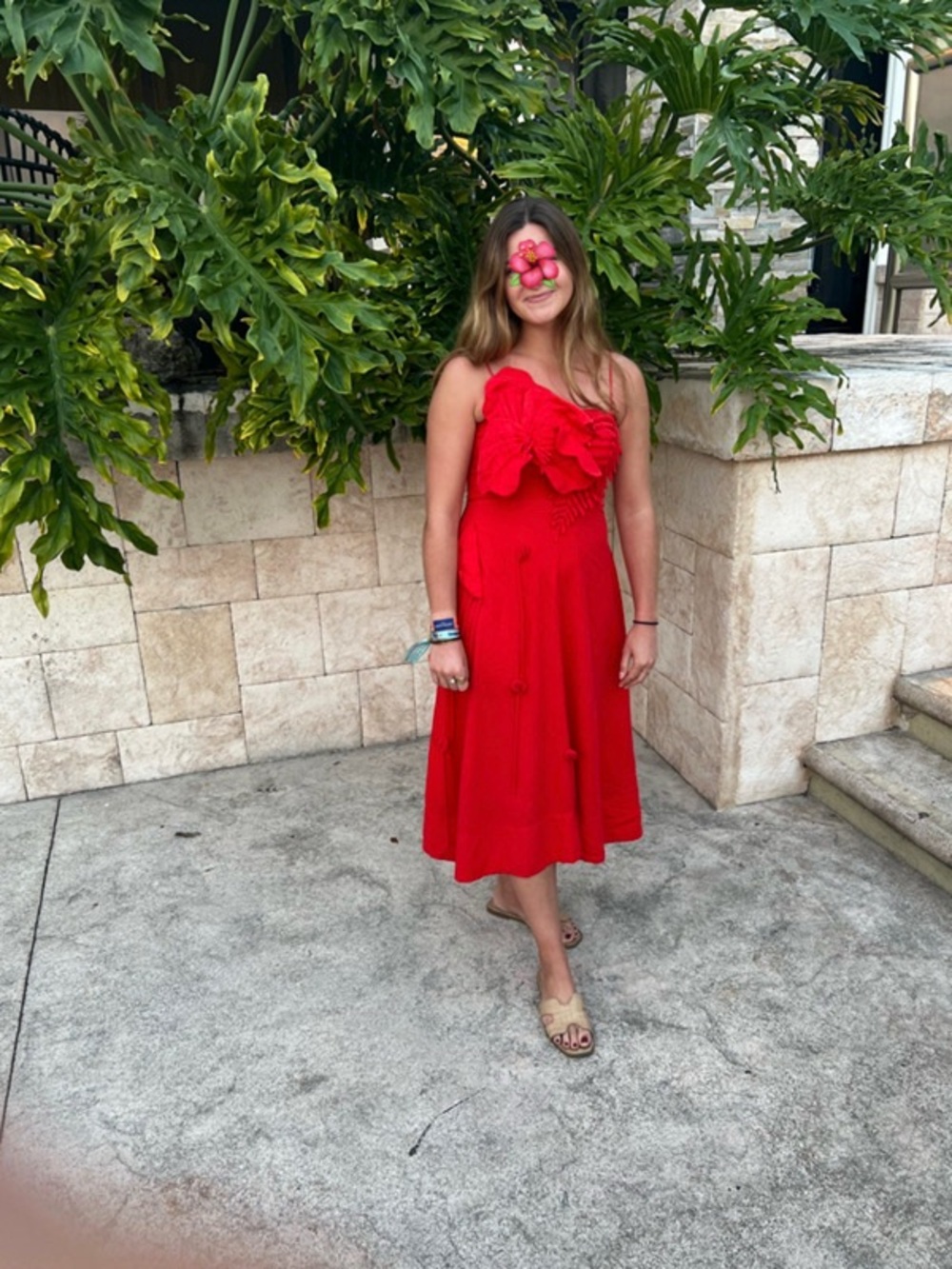 FARM Rio Red Spaghetti-Strap Midi Dress with Floral Detail - Picture 5 of 13